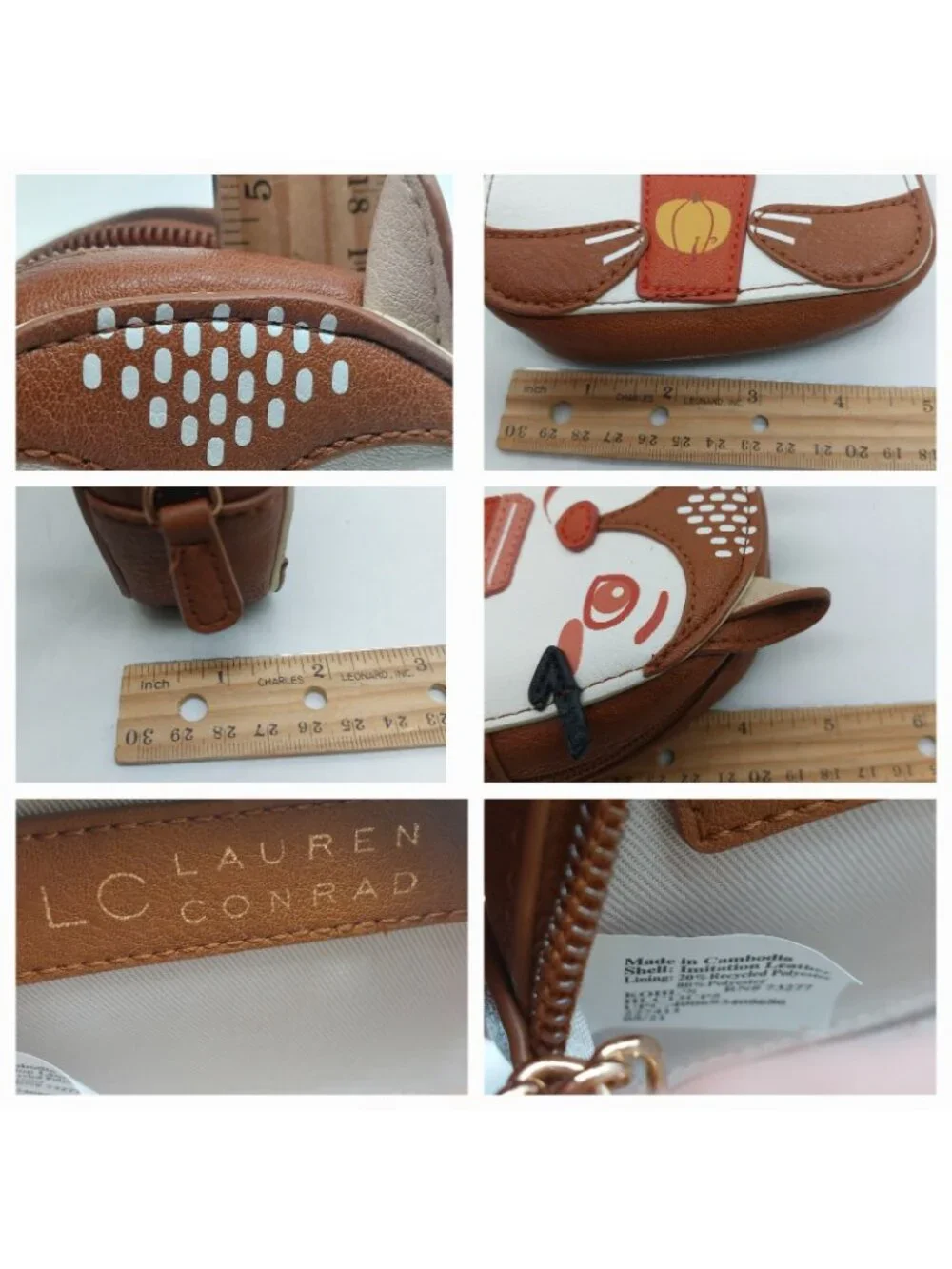 Lauren Conrad Squirrel Coin Pouch Purse Holding Pumpkin Drink Faux Leather